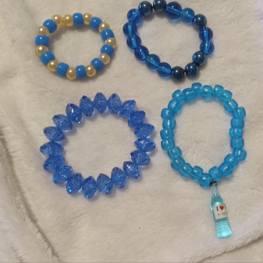 Blue and Pearl Kids Bracelet Set